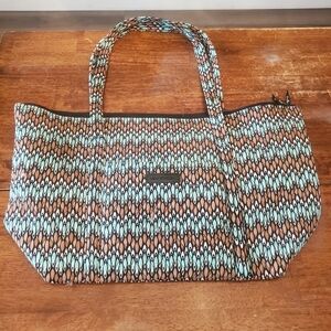 Vera Bradley Brown and Blue Chevron Tote